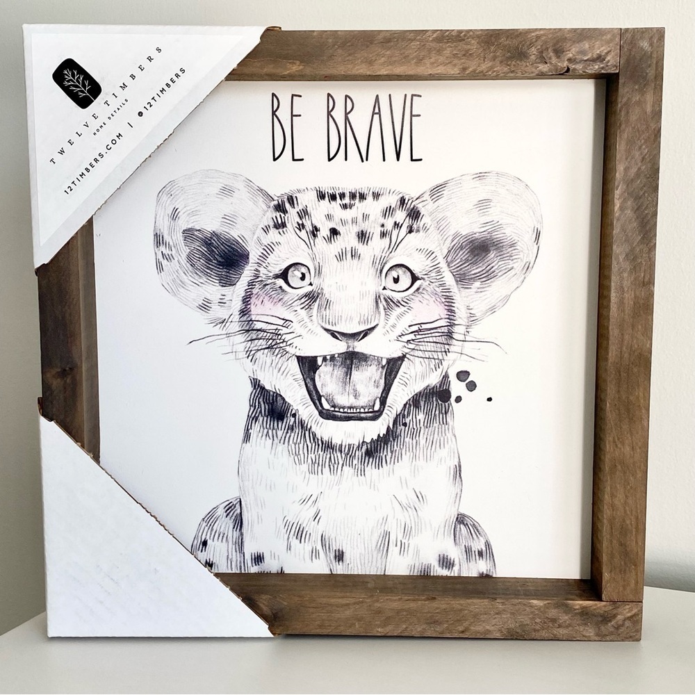 Be Brave Baby Animal Nursery Art Wood Frame